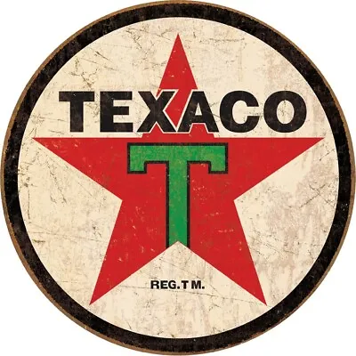 Tin Signs Texaco Round Circle Logo Reproduced From Authentic Vintage Advertising • $14.59