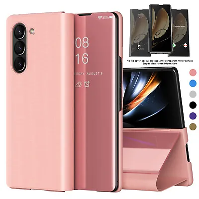 For Samsung Galaxy Z Fold 5 Fold 4 3 Mirror Clear S-View Flip Stand Case Cover • $4.64