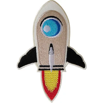 Rocket Patch Iron / Sew On Clothes Jacket Jeans Bag Space NASA Embroidered Badge • £2.79