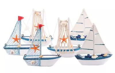 Wooden Sailing Boat Model Mini Handmade Vintage Nautical Wood Sailing Boat D... • $25.55