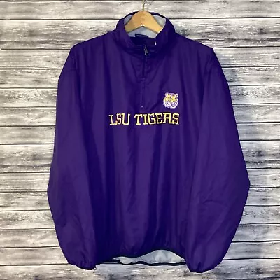 LSU Tigers Jacket Mens XL Purple NCAA Pullover Pro Player Quarter Zip • $20