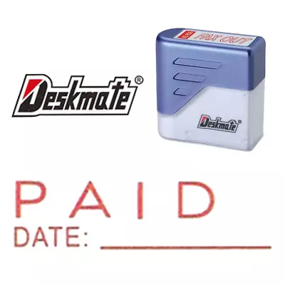 $10.99 • Buy { PAID DATE: } Deskmate Red Pre-Inked Self-Inking Rubber Stamp #KE-P09 