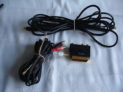 SCART Cable To SVHS SVideo 4 PIN Video TV DVD Mini DIN Lead UK With Audio GOLD • £7.99