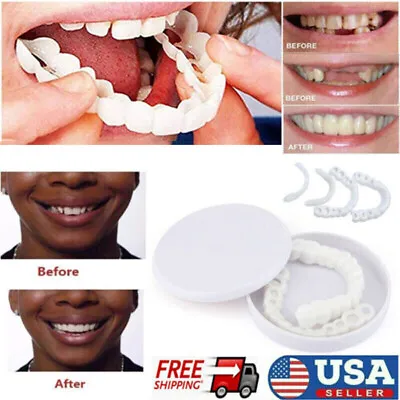 Snap On Upper Lower False Teeth Dental Veneers Dentures Fake Tooth Cover Set USA • $6.98