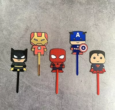 5pcs Acrylic Justice League Cake Topper Superheroes Cake Topper Avengers Topper • $19.95