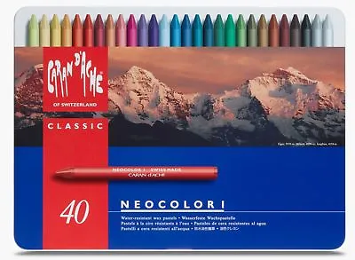 Caran Dache Neocolor I Wax Oil Crayon Pastels Water Resistant Metal Case 40 Set • £64.99