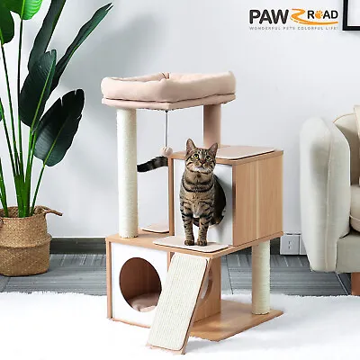 $115.50 • Buy Multi-Level Cat Tree Scratching Post Tower Condo House Wooden Furniture Cat Home