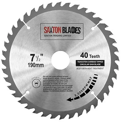 Saxton TCT Circular Wood Saw Blade 190mm X 40T For Bosch Makita Dewalt Mitre • £9.99