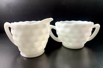 Fostoria Milk Glass - Diamond Cut Creamer And Open Sugar Bowl • $12