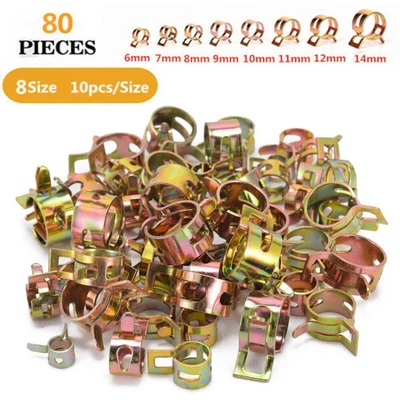$13.90 • Buy 80pcs 6-14mm Strong Spring Clips Oil Vacuum Fuel Line Hose Clamps Air Tube