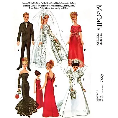 Barbie & Ken Doll Clothes Pattern McCall's 6992 Vintage Pattern • $12.95