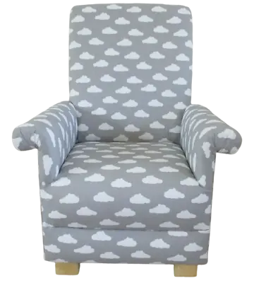 Kids Chair Armchair Grey & White Clouds Fabric Children's Nursery Bedroom New • £119.95