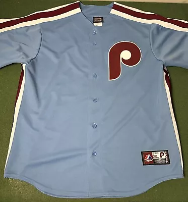 Steve Carlton Philadelphia Phillies Majestic Cooperstown Blue Jersey • Men’s XL • $99.99