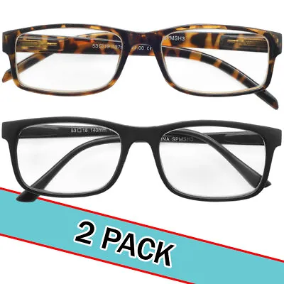 Reading Glasses For Men And Women 2 Pairs Eyeglasses Unisex Frame Stylish Reader • $6.95