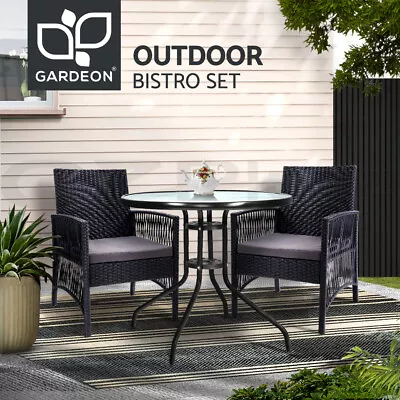 Gardeon Outdoor Chairs Table Setting Dining Wicker Bistro Set Patio Furniture • $188.95