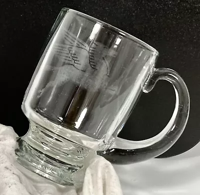 Vtg Exxon Mobil Oil Gas Etched PEGASUS Logo Fly Horse Footed Beer Glass Mug 16oz • $10.99