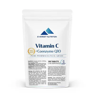 VITAMIN C + Q10 COENZYME TABLETS 1000mg BEST ANTIOXIDANTS IMMUNITY HEART • $11.39