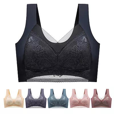 Women Full Cup Thin Underwear Plus Size Wireless Sports Bra Lace Bra Breast • $18.22