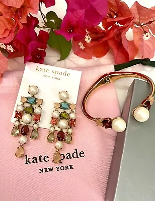 Kate Spade NY A NEW HUE Chandelier Earrings And Bracelet Pearl Gem Multicolored • $95