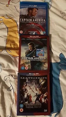 🇬🇧marvel Captain America Trilogy/winter Solider/civil War🎬3d➖2d Blu Ray • £10