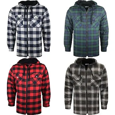 Mens Workwear Padded Quilted Lined Collared Buttoned Jacket Lumberjack Shirt • £16.99