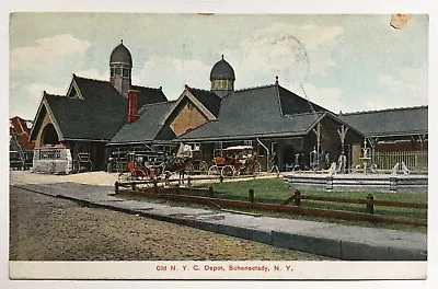 1909 NY Postcard Schenectady Old New York Central Depot Railroad RR Station   • $8.99