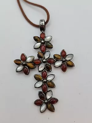Vintage TH 925 SU Flower Cross Pendant • $15.99