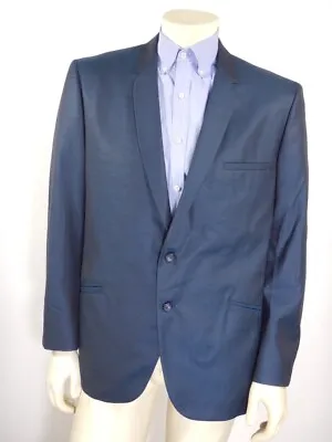 Vintage Two Piece Blue Sharkskin Suit Jacket Pants Size 42 R • $100