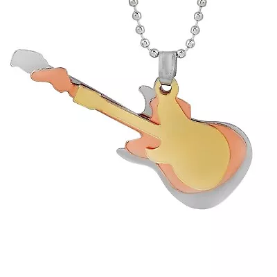 Gold Plated 3 Colors Guitar Charm Musical Instrument Gift Pendant Locket For Men • $17.99