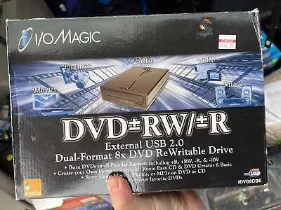 External USB Dvd CD CDRW 24x Drive I/O Magic 8x Model IDVD8DBE Dvdrw 4x 40x Dual • $59.99