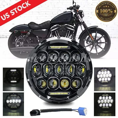 7  Inch LED Headlight Black Hi/Lo Beam Fit For Honda Goldwing Yamaha Road Star • $26.29