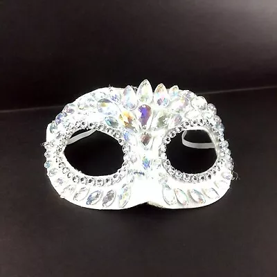 White Gem Stone Masquerade Mask Adult Size Party Fun Dress Up Decor B4-2119 • $14.75