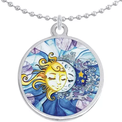 Moon And Sun Round Pendant Necklace Beautiful Fashion Jewelry • $15.88