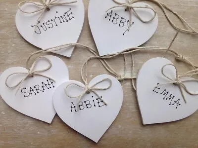£1.50 • Buy Personalised Wooden Heart Storage Jar Linen Basket Labels Or Gift Tag Bride