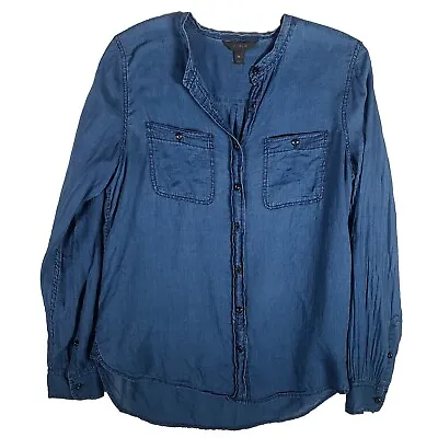 J. CREW Womens CHAMBRAY BLUE BUTTON UP Blouse Long Sleeve Size 10 • $18.95
