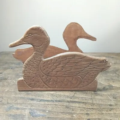 Handmade Wooden Duck Mallard Silhouette Mail Napkin Holder Kitchen Decor • $18.99