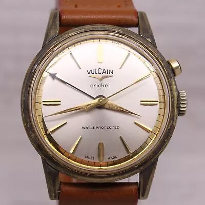 Vintage C.1960's Vulcain Cricket 34mm Plated Mens Manual Alarm Watch ORIGINAL • $799.99