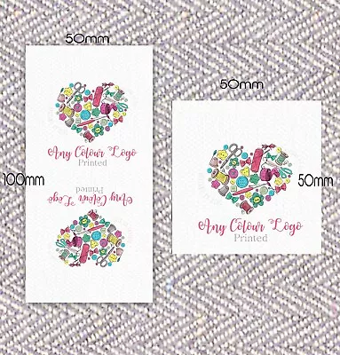 Full Colour Logo Custom Sewing Labels | Fabric Clothing Sew In Folded • £8.99