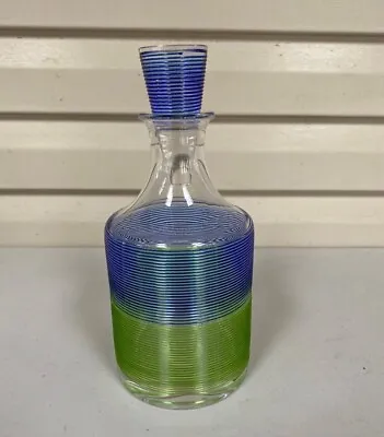 Salviati Stringa Decanter Blue Green Glass • $250
