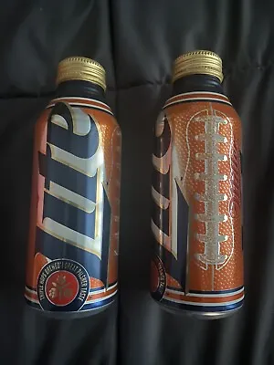 Miller Lite Football Bears Orange & Blue 16oz Aluminum Bottle Empty • $3