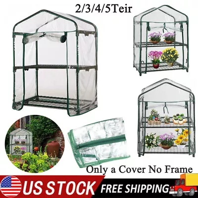 2-5 Tiers Mini Greenhouse Outdoor Portable Green House Gardening PVC Only Cover • $18.04