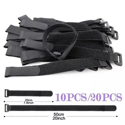 10/20PCS Reusable Hook & Loop Tie Down Fastener Straps Adjustable Cord Ties • £5.43