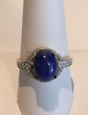 NWT Lapis Lazuli And Simulated Diamond Ring Size 10 In Sterling Silver 4.50 Ctw • $22