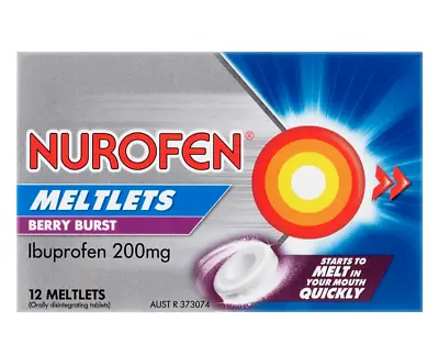 $17.95 • Buy Nurofen Meltlets Pain Relief Berry Burst 200mg Ibuprofen 12 Pack-Headache Relief