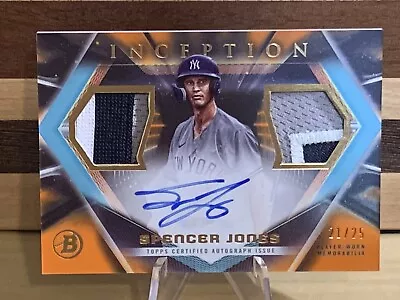 🔥 2023 Bowman Inception #/25 SPENCER JONES Autograph Dual Relic Orange SP 📈🔥 • $599.99