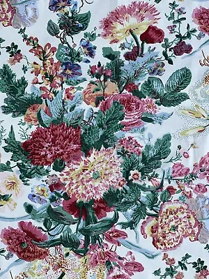 LEE JOFA Vintage “Poppies & Lillies” 23” X 44” Chintz Floral Fabric Sample • $38