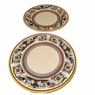 Pair Of Vintage Deruta Italy Raffaellesco Ceramic Ruffled Dinner Plates 11  • $120