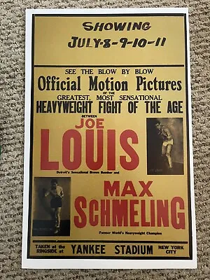 Joe Louis Max Schmeling Yankee Stadium Boxing Poster 11 X 17   (132) • $9.99