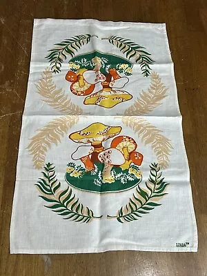 Vintage Kitchen Linda Cloth Orange Yellow Mushroom Tea Towel  26” X 15.5” • $12