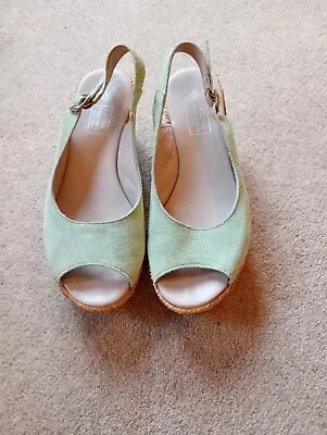 Size 4 Next Open Toe Wedges In Mint Green • £5.99